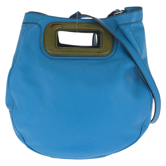 LOEWE ロエベ アナグラム ２way ブルー シルバー金具 レザー ショルダーバッグ ハンドバッグ レディース AB33