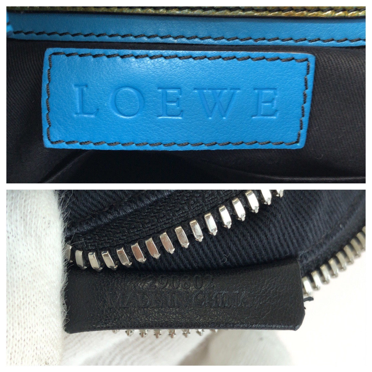 LOEWE ロエベ アナグラム ２way ブルー シルバー金具 レザー ショルダーバッグ ハンドバッグ レディース AB33