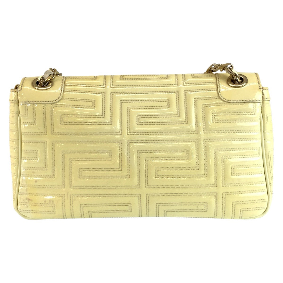VERSACE ヴェルサーチ イエロー ゴールド金具 エナメル チェーンショルダーバッグ ポシェット レディース B23