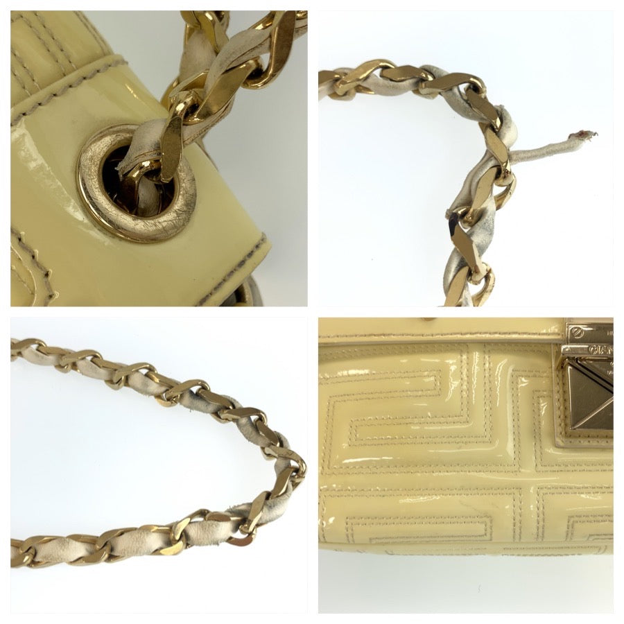 VERSACE ヴェルサーチ イエロー ゴールド金具 エナメル チェーンショルダーバッグ ポシェット レディース B23