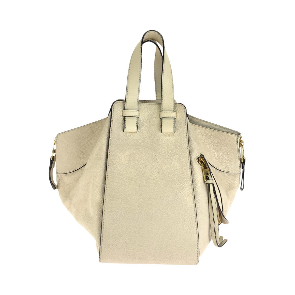 LOEWE ロエベ ハンモック ホワイト ベージュ ゴールド金具 レザー ハンドバッグ レディース AB83