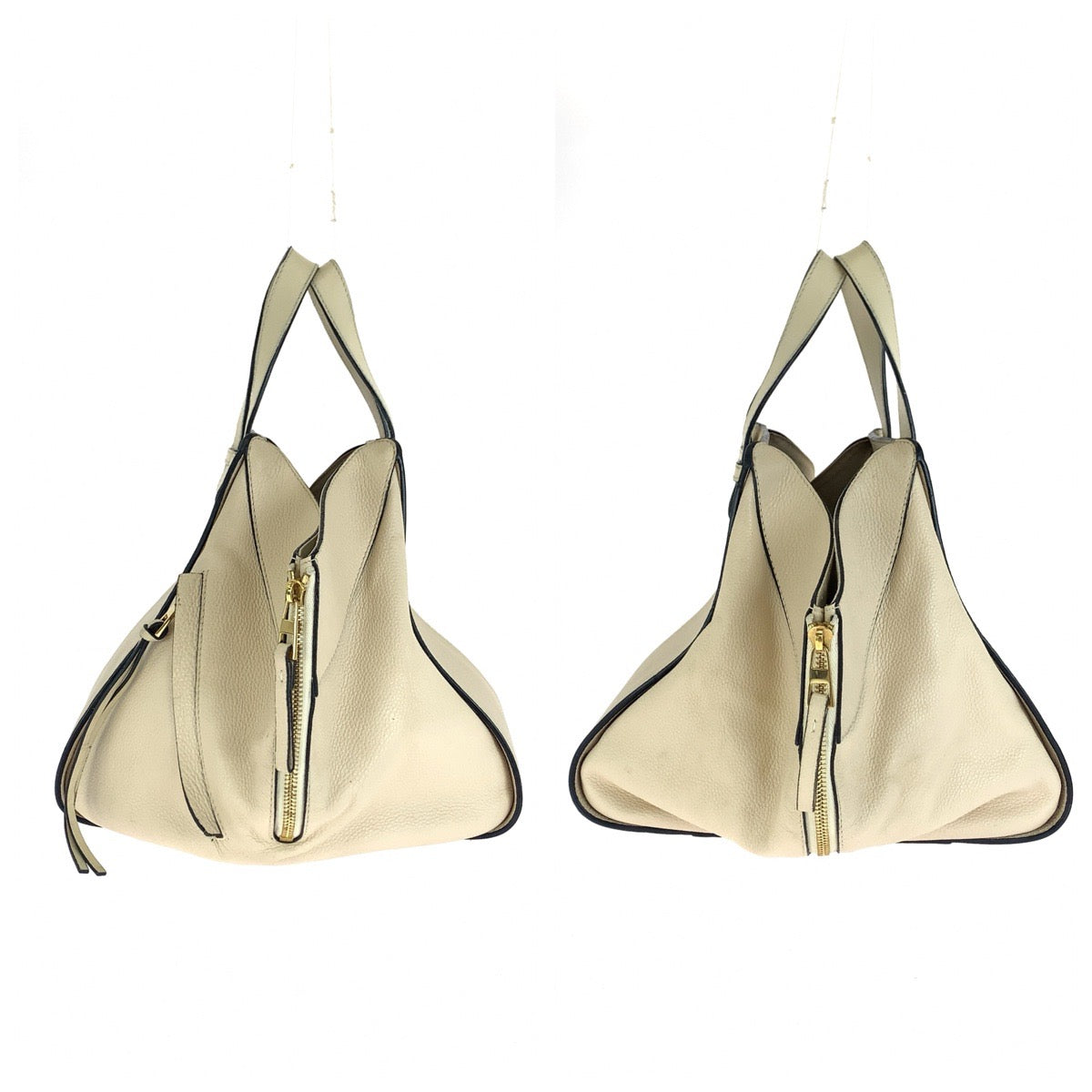 LOEWE ロエベ ハンモック ホワイト ベージュ ゴールド金具 レザー ハンドバッグ レディース AB83