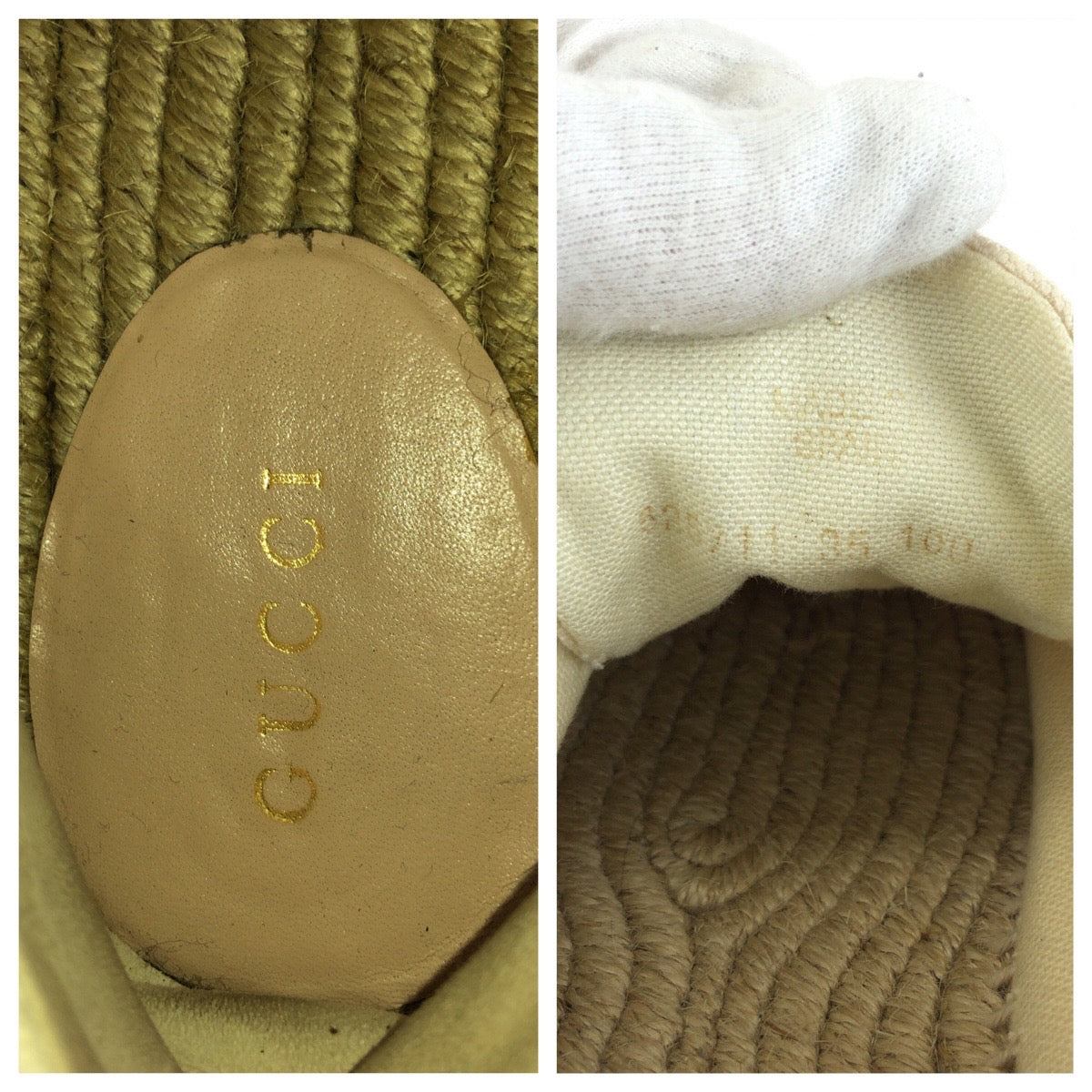 GUCCI グッチ シェリーライン プラットフォーム エスパドリーユ サイズ35 アイボリー マルチカラー キャンバス / ラバー / ジュート 525711 スニーカー レディース AB25