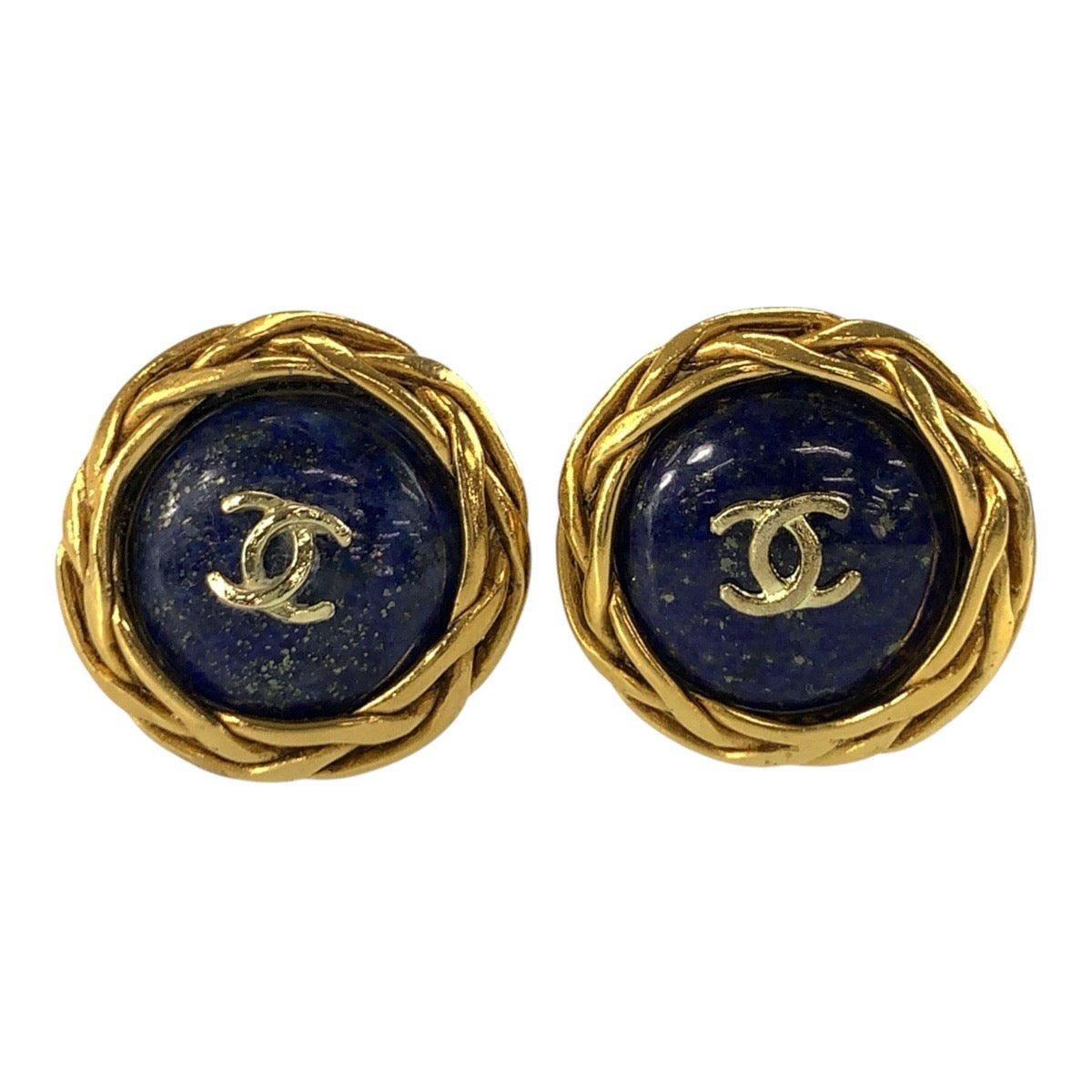 CHANEL シャネル ココマーク ブルー ゴールド メッキ イヤリング 95P刻印 レディース ABP35