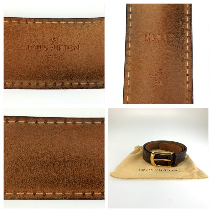 LOUIS VUITTON ルイヴィトン モノグラム サンチュール エリプス 85cm/34インチ ブラウン ゴールド金具 PVC M6919 ベルト メンズ B24