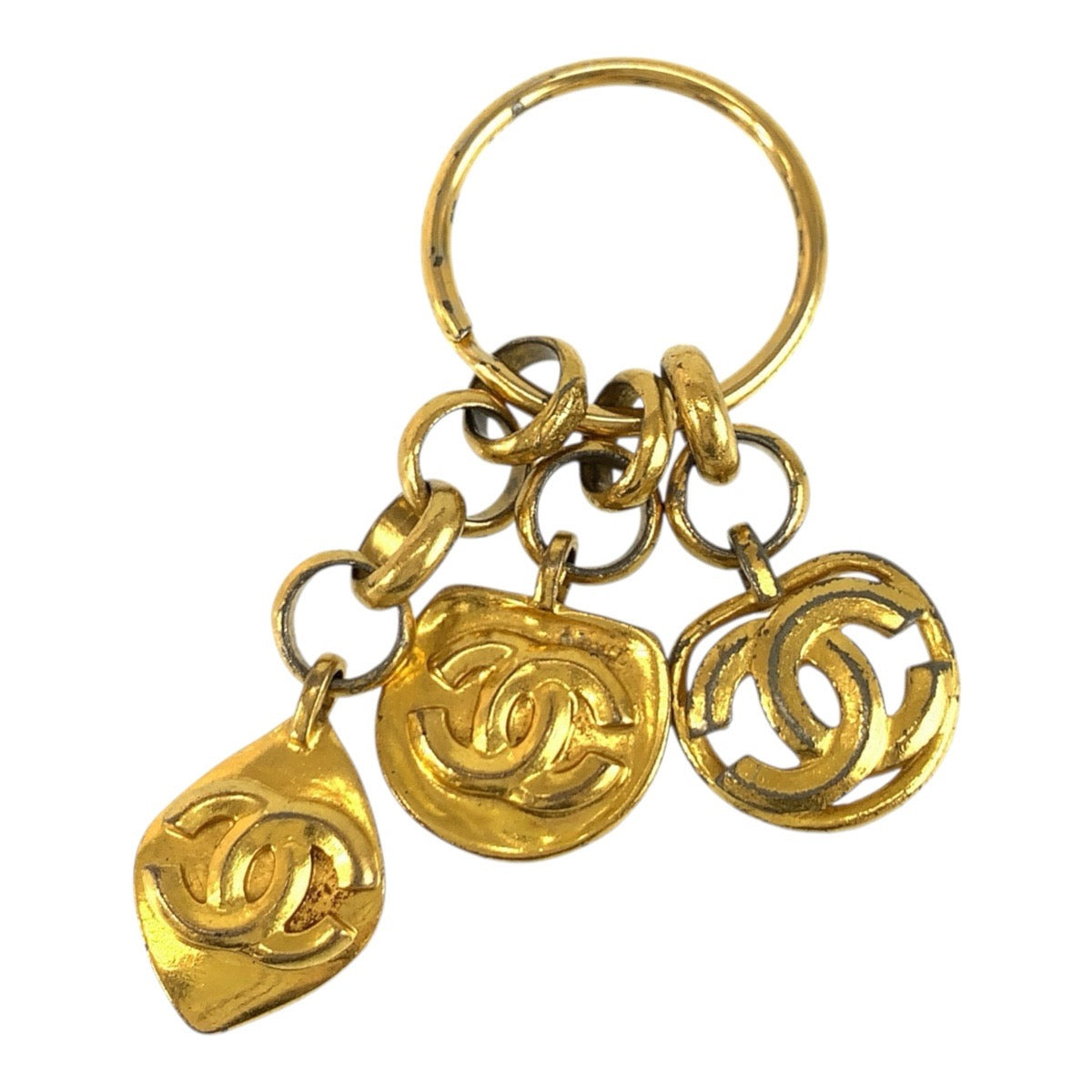 CHANEL シャネル ヴィンテージ ココマーク ゴールド メッキ キーホルダー キーリング バッグチャーム 96P刻印 レディース B25