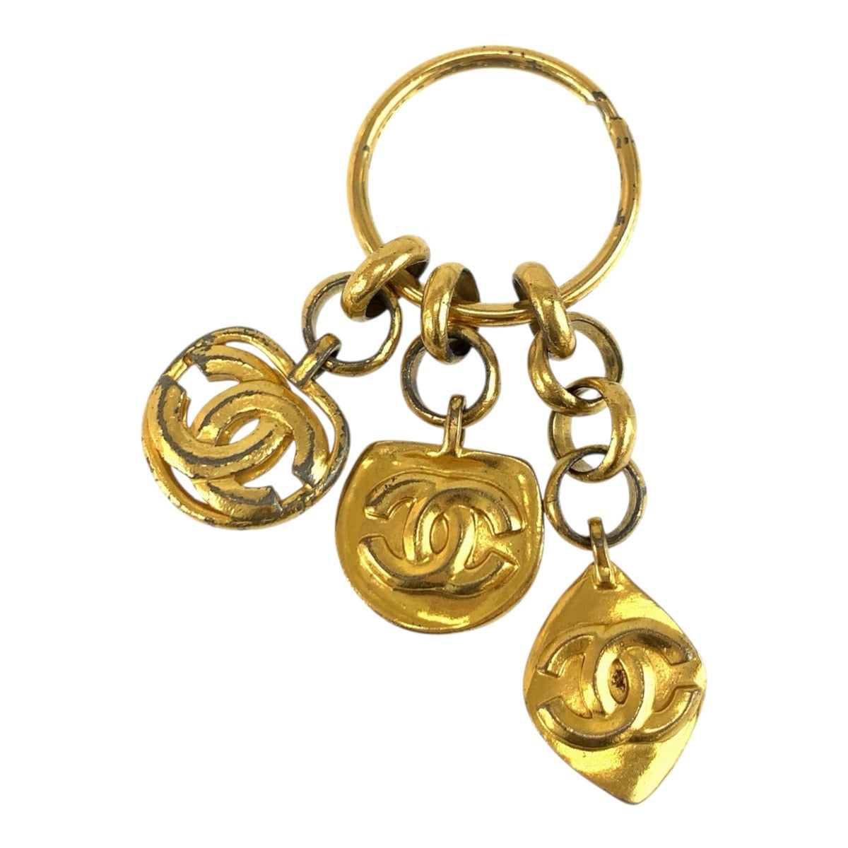 CHANEL シャネル ヴィンテージ ココマーク ゴールド メッキ キーホルダー キーリング バッグチャーム 96P刻印 レディース B25