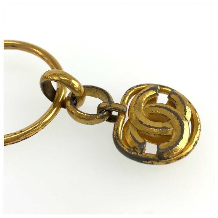 CHANEL シャネル ヴィンテージ ココマーク ゴールド メッキ キーホルダー キーリング バッグチャーム 96P刻印 レディース B25