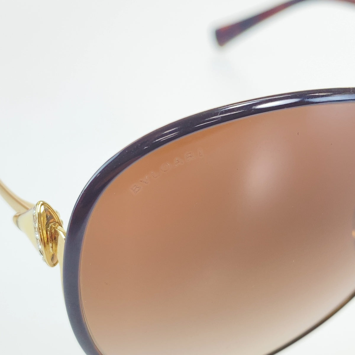 BVLGARI ブルガリ ディーバ ブラウン ゴールド メタル サングラス ラウンド レディース ABP24