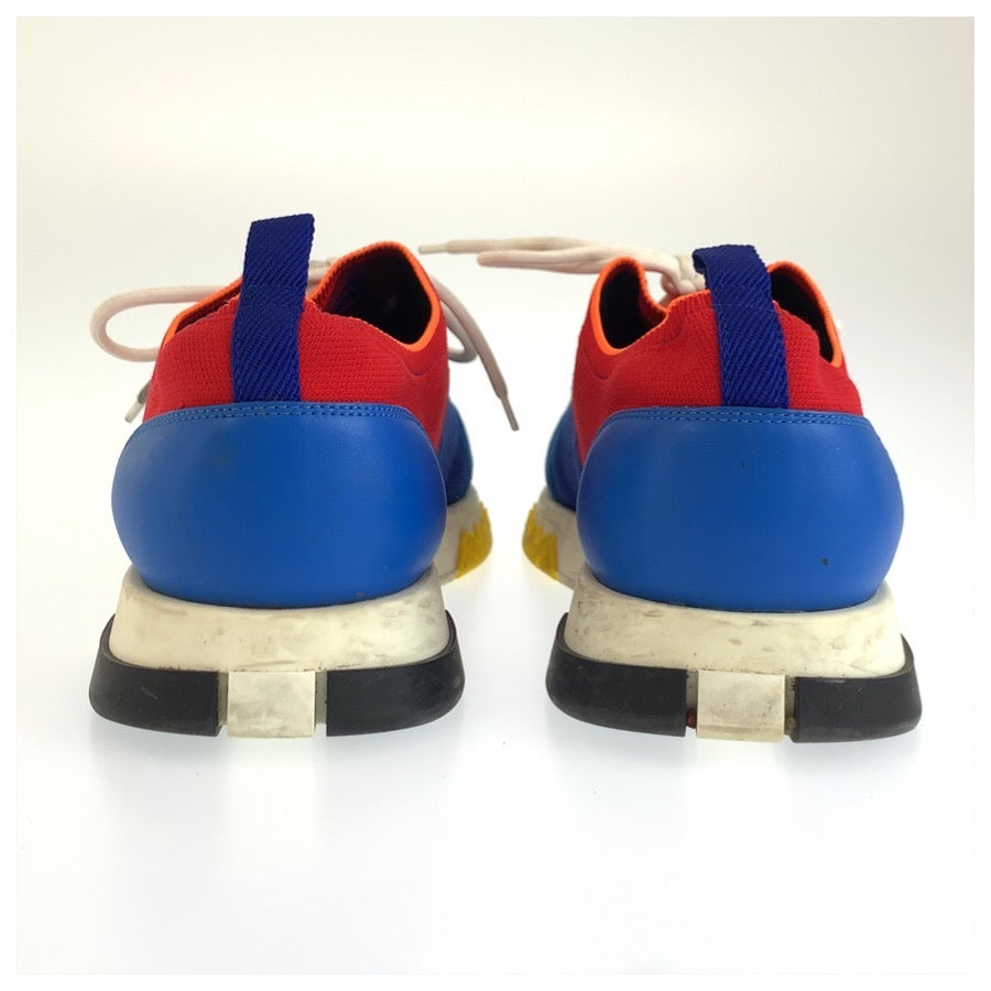 HERMES エルメス エクスプロイト 43 1/2 ブルー レッド ファブリック スニーカー ローカット メンズ AB37