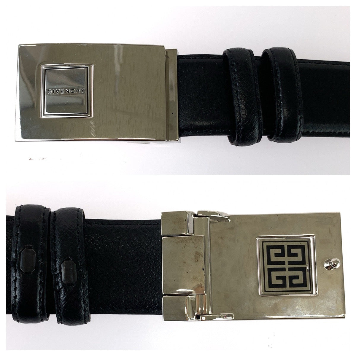 Givenchy ジバンシー サイズ95cm ブラック 黒 シルバー金具 レザー ベルト メンズ ABP18