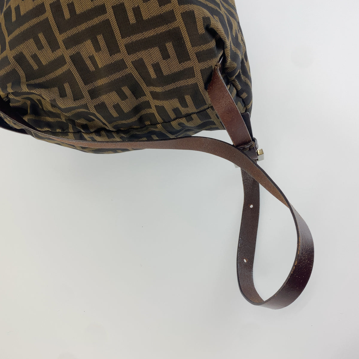 FENDI フェンディ ヴィンテージ ズッカ柄 ブラウン ブラック レザー / ナイロン バックパック リュックサック レディース B33