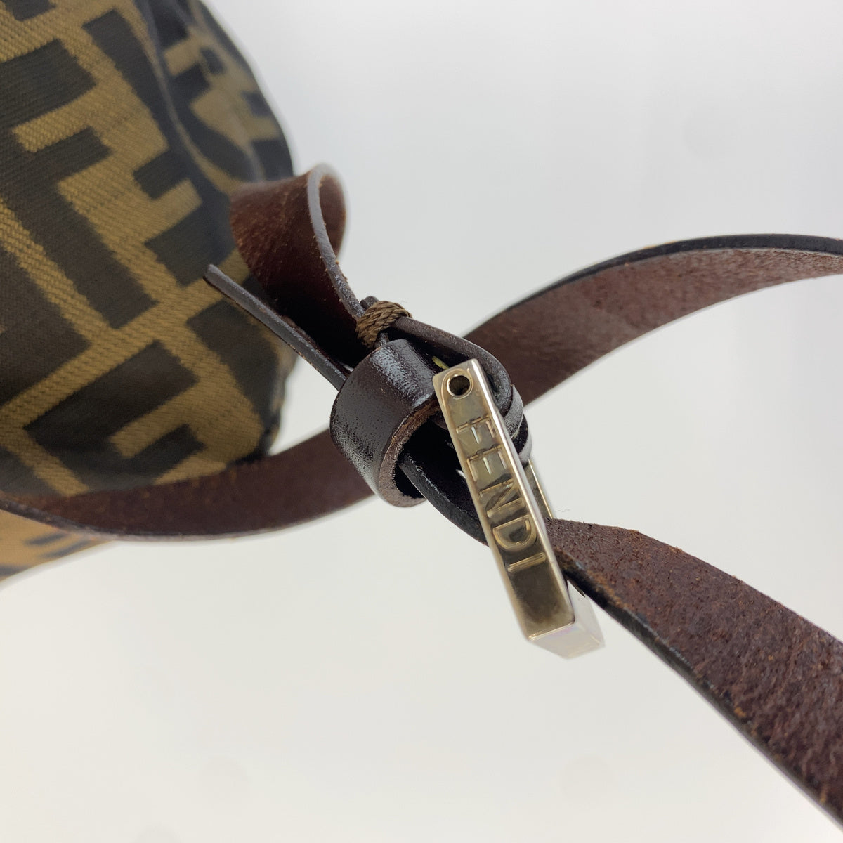 FENDI フェンディ ヴィンテージ ズッカ柄 ブラウン ブラック レザー / ナイロン バックパック リュックサック レディース B33