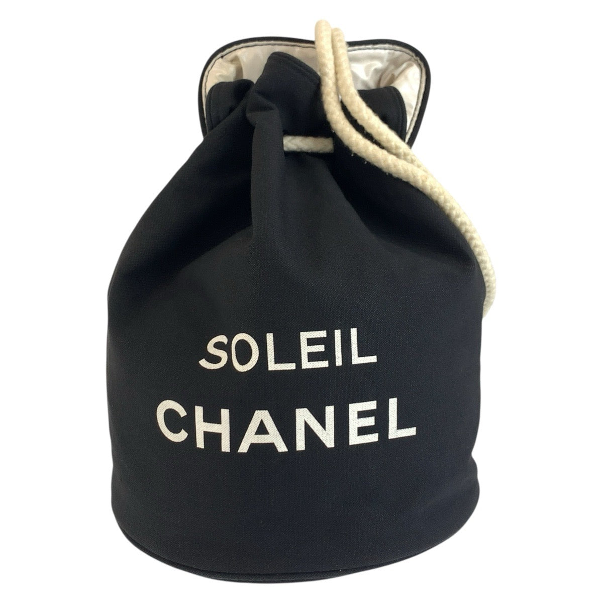 CHANEL シャネル ブラック 黒 ホワイト キャンバス / ビニール ショルダーバッグ プールバッグ レディース AB13