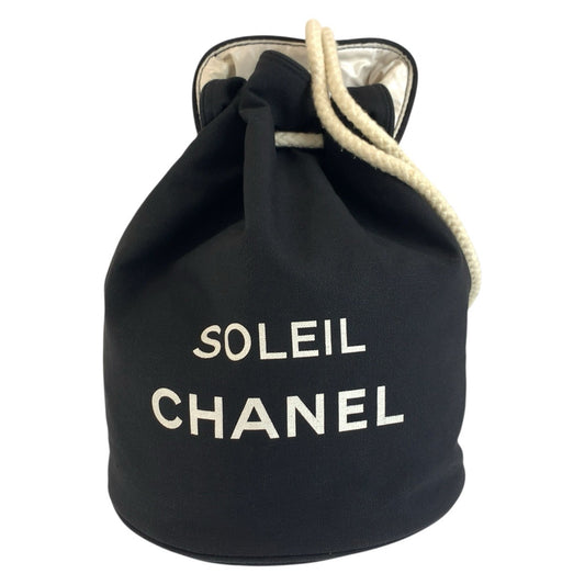 CHANEL シャネル ブラック 黒 ホワイト キャンバス / ビニール ショルダーバッグ プールバッグ レディース AB13