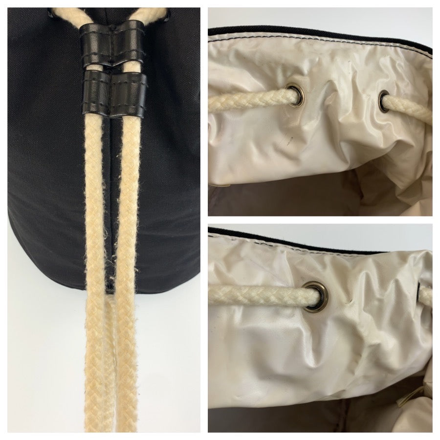 CHANEL シャネル ブラック 黒 ホワイト キャンバス / ビニール ショルダーバッグ プールバッグ レディース AB13