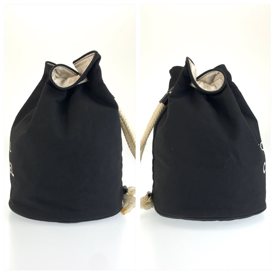 CHANEL シャネル ブラック 黒 ホワイト キャンバス / ビニール ショルダーバッグ プールバッグ レディース AB13