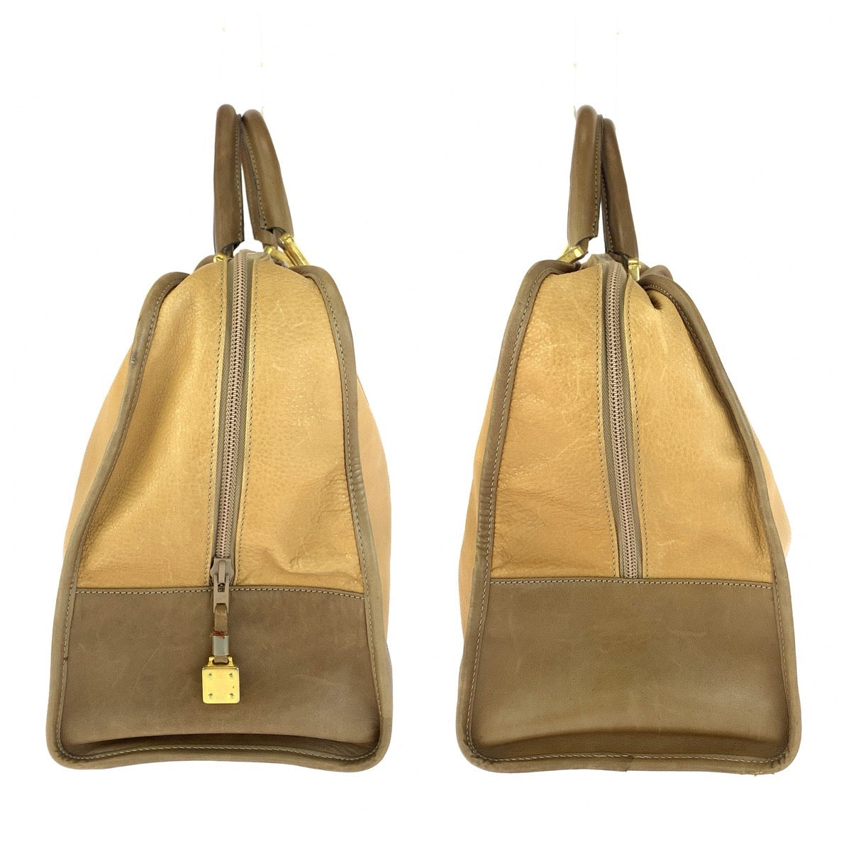 LOEWE ロエベ ヴィンテージ アマソナ40 ベージュ ゴールド金具 レザー ハンドバッグ ボストンバッグ レディース AB33