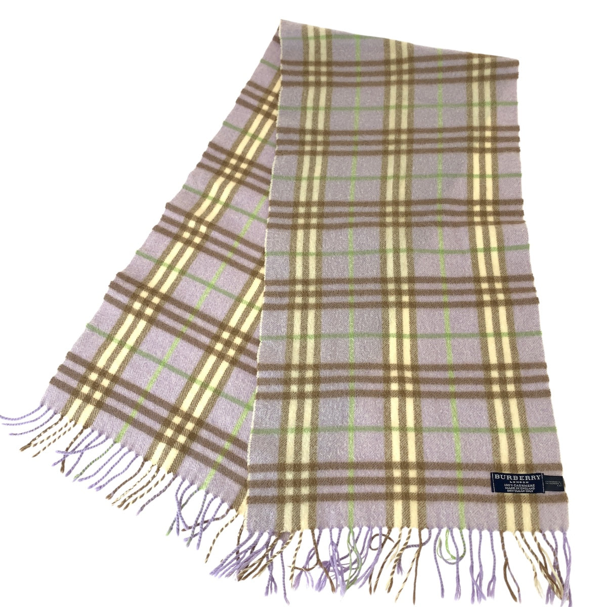 BURBERRY バーバリー チェック柄 パープル マルチカラー カシミヤ マフラー 男女兼用 レディース ABP13