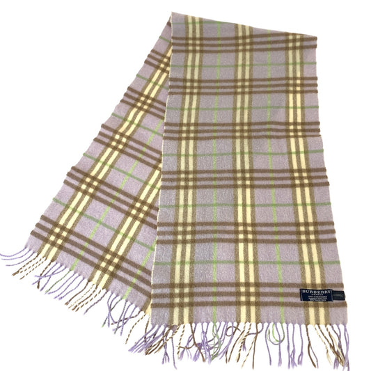 BURBERRY バーバリー チェック柄 パープル マルチカラー カシミヤ マフラー 男女兼用 レディース ABP13