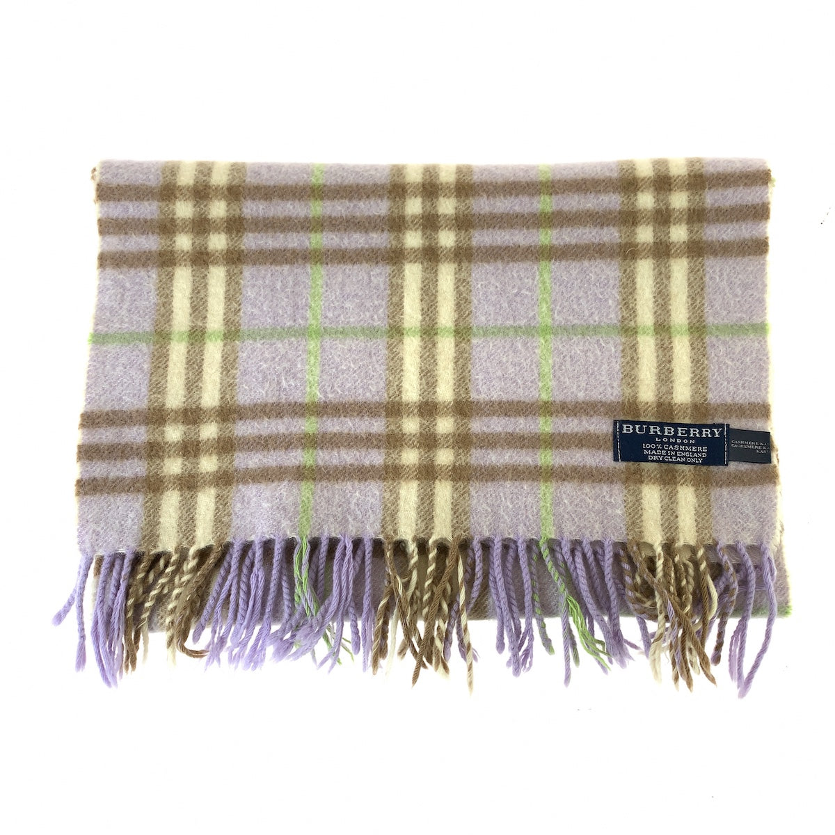 BURBERRY バーバリー チェック柄 パープル マルチカラー カシミヤ マフラー 男女兼用 レディース ABP13