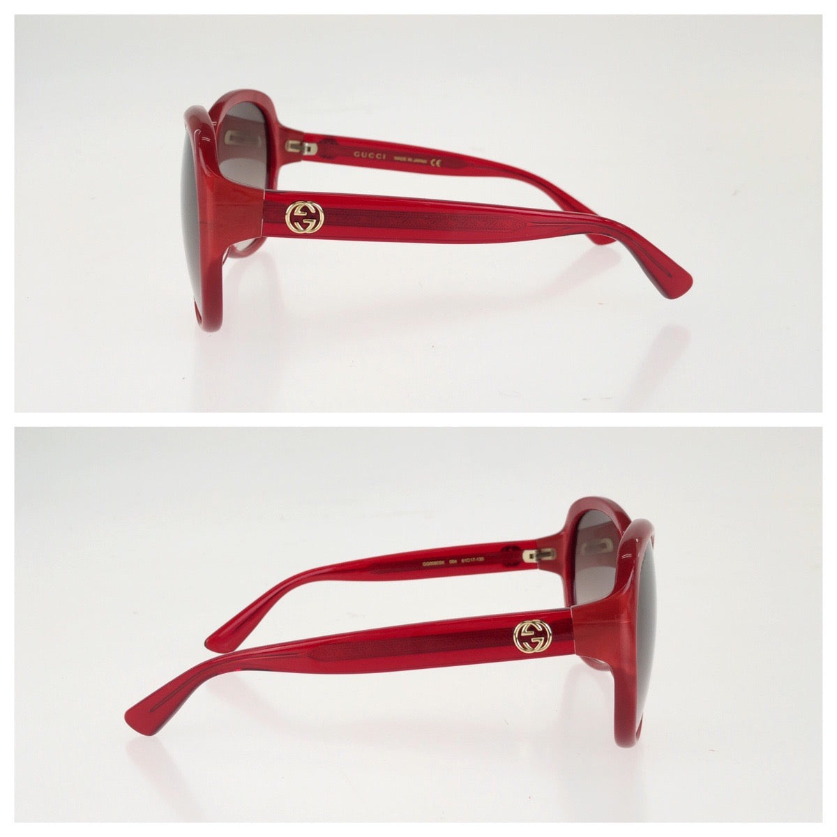GUCCI グッチ インターロッキングG サイズ61□17-130 レッド ゴールド金具 プラスチック / メタル GG0080SK-004 サングラス 男女兼用 オーバル レディース A20