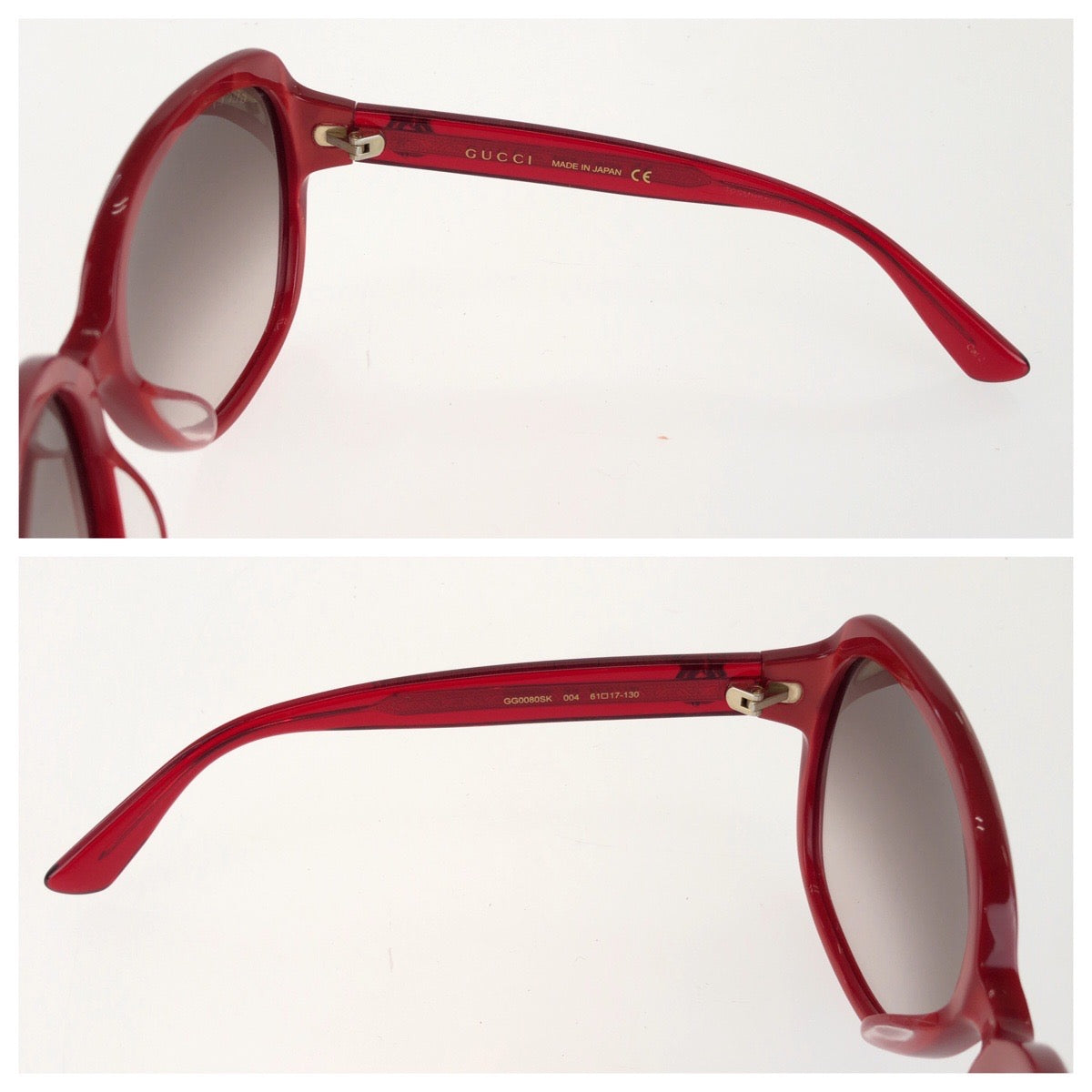 GUCCI グッチ インターロッキングG サイズ61□17-130 レッド ゴールド金具 プラスチック / メタル GG0080SK-004 サングラス 男女兼用 オーバル レディース A20