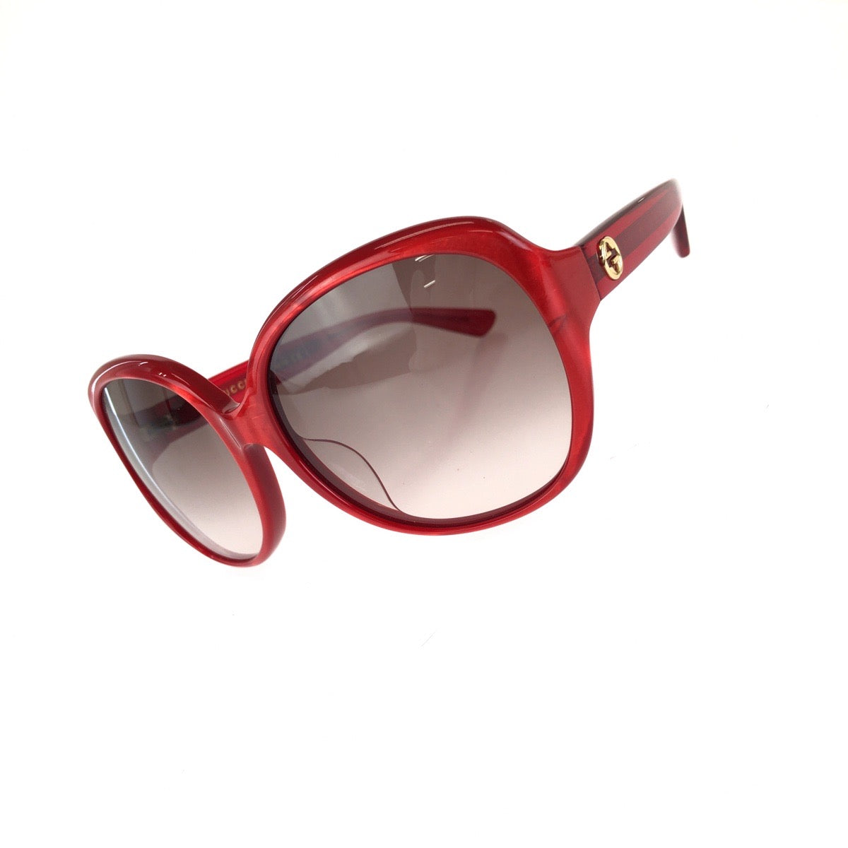 GUCCI グッチ インターロッキングG サイズ61□17-130 レッド ゴールド金具 プラスチック / メタル GG0080SK-004 サングラス 男女兼用 オーバル レディース A20