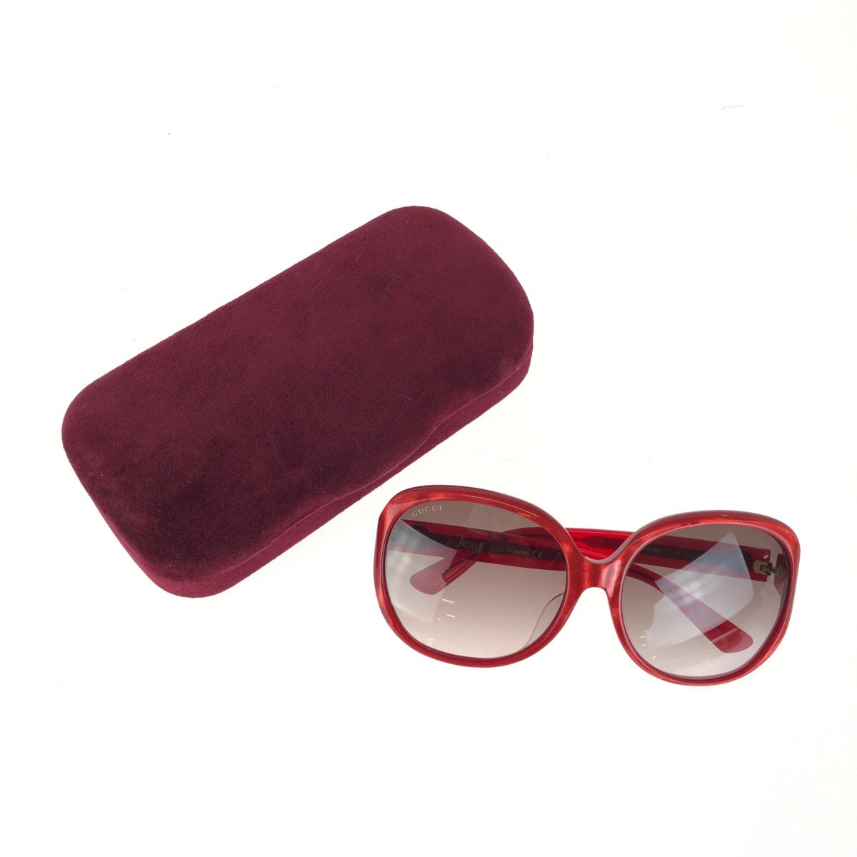 GUCCI グッチ インターロッキングG サイズ61□17-130 レッド ゴールド金具 プラスチック / メタル GG0080SK-004 サングラス 男女兼用 オーバル レディース A20