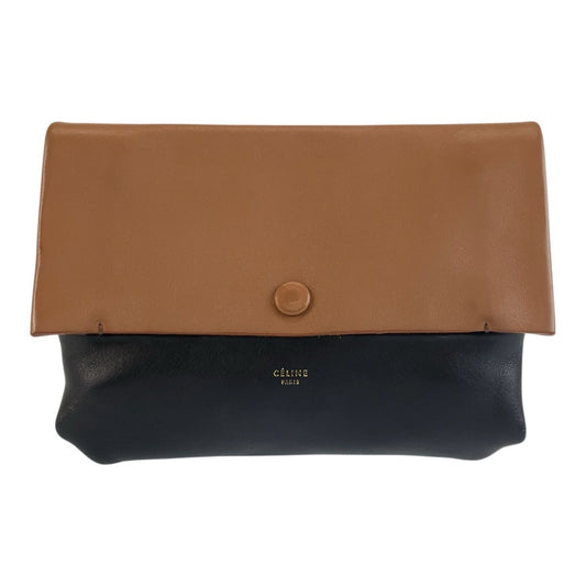 CELINE セリーヌ オールソフト ブラウン ブラック レザー ポーチ 小物入れ レディース ABP23