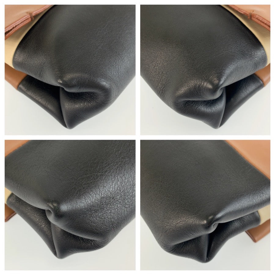 CELINE セリーヌ オールソフト ブラウン ブラック レザー ポーチ 小物入れ レディース ABP23