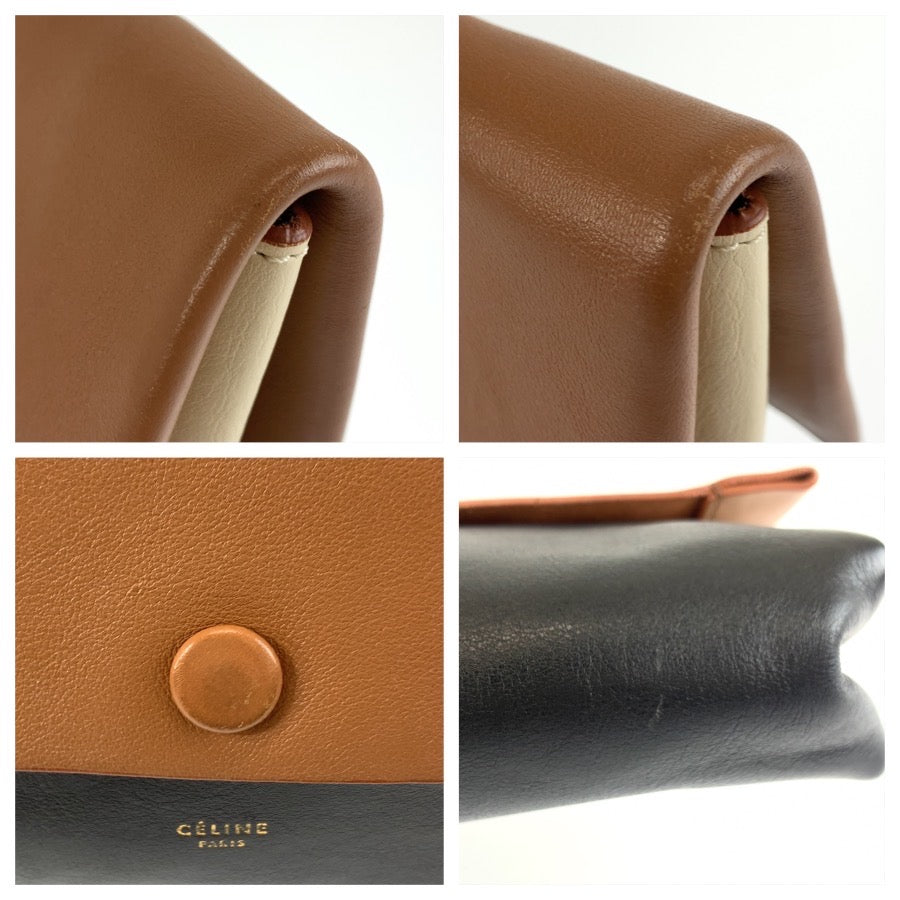 CELINE セリーヌ オールソフト ブラウン ブラック レザー ポーチ 小物入れ レディース ABP23