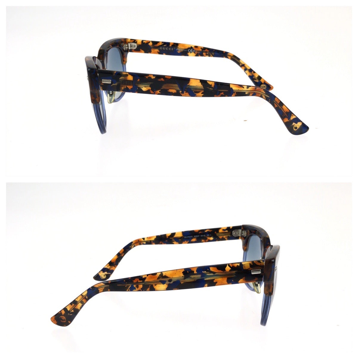 GUCCI グッチ ニューハバナ サイズ52□19 ブルー ブラウン プラスチック / メッキ GG 3744/S サングラス 男女兼用 ウェリントン レディース A24