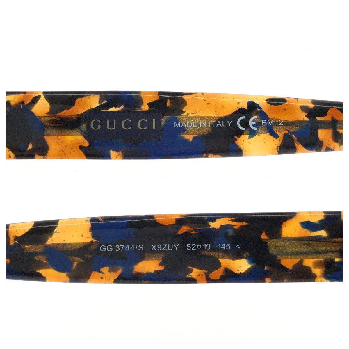 GUCCI グッチ ニューハバナ サイズ52□19 ブルー ブラウン プラスチック / メッキ GG 3744/S サングラス 男女兼用 ウェリントン レディース A24
