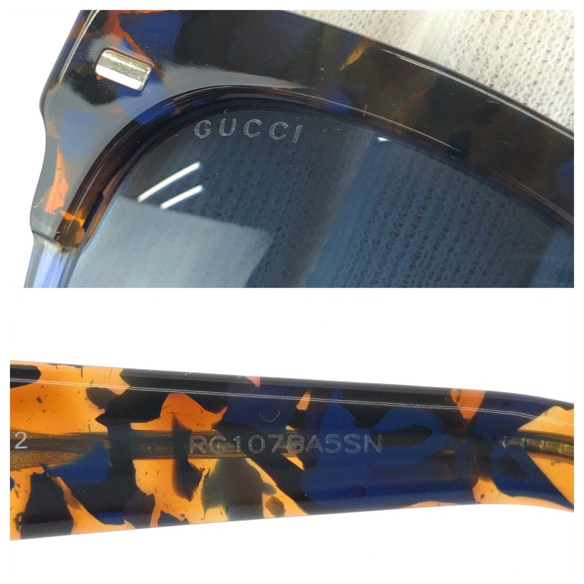 GUCCI グッチ ニューハバナ サイズ52□19 ブルー ブラウン プラスチック / メッキ GG 3744/S サングラス 男女兼用 ウェリントン レディース A24