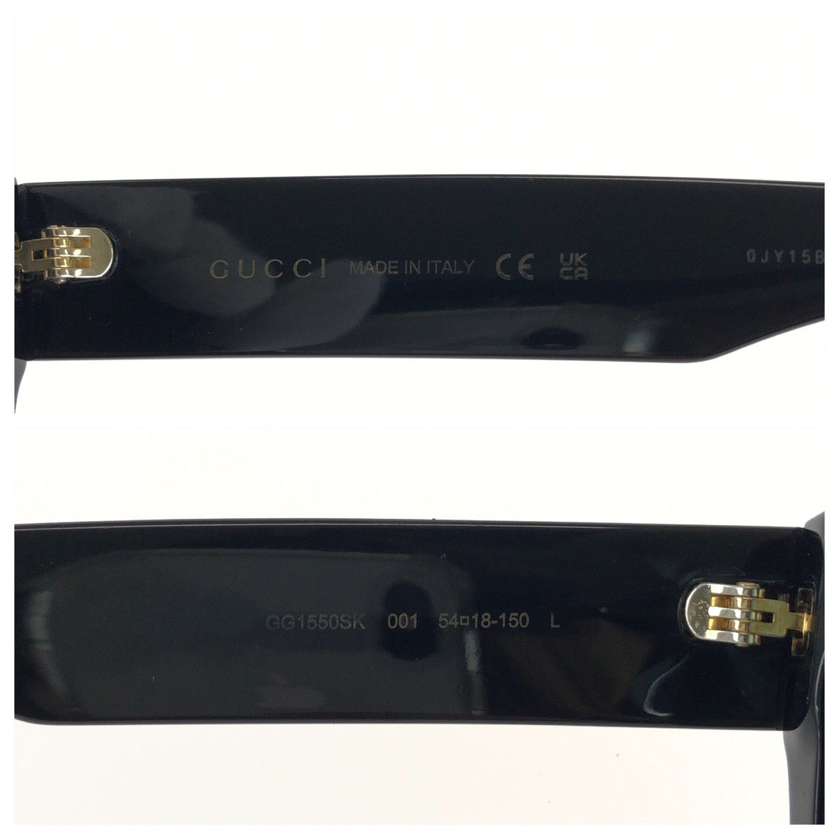 GUCCI グッチ ダブルGロゴ サイズ54□18-150 ブラック 黒 ゴールド金具 プラスチック / メタル GG1550SK サングラス 男女兼用 ウェリントン レディース A24