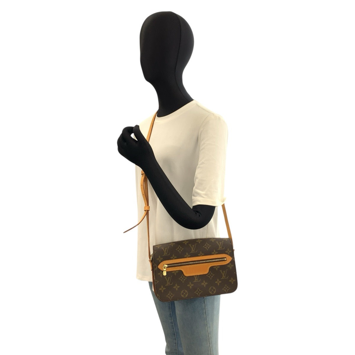 LOUIS VUITTON ルイヴィトン モノグラム サンジェルマン ブラウン ゴールド金具 PVC / レザー M51210 ショルダーバッグ ポシェット レディース B50