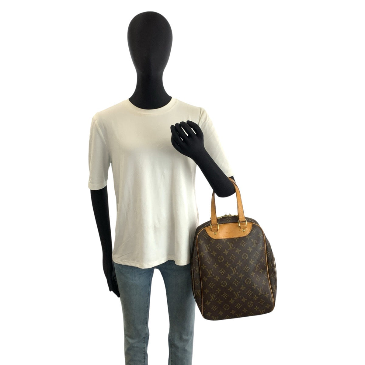 LOUIS VUITTON ルイヴィトン モノグラム エクスキュルシオン ブラウン ゴールド金具 PVC / レザー M41450 ハンドバッグ レディース AB48
