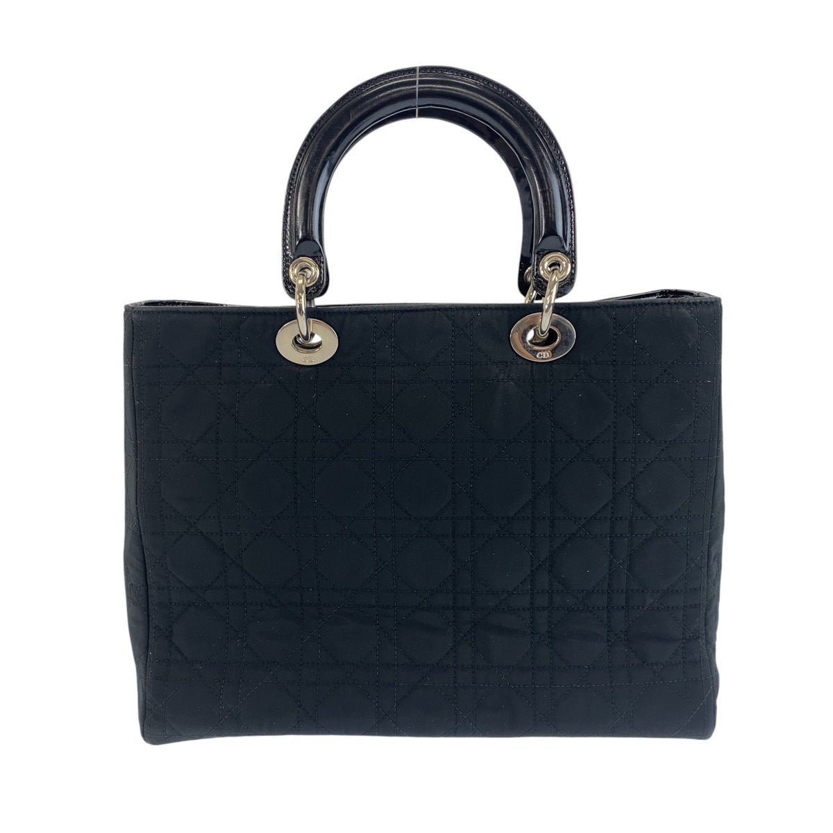 Dior ディオール ヴィンテージ カナージュ レディディオール ブラック キャンバス / パテントレザー ハンドバッグ ショルダーバッグ レディース AB95