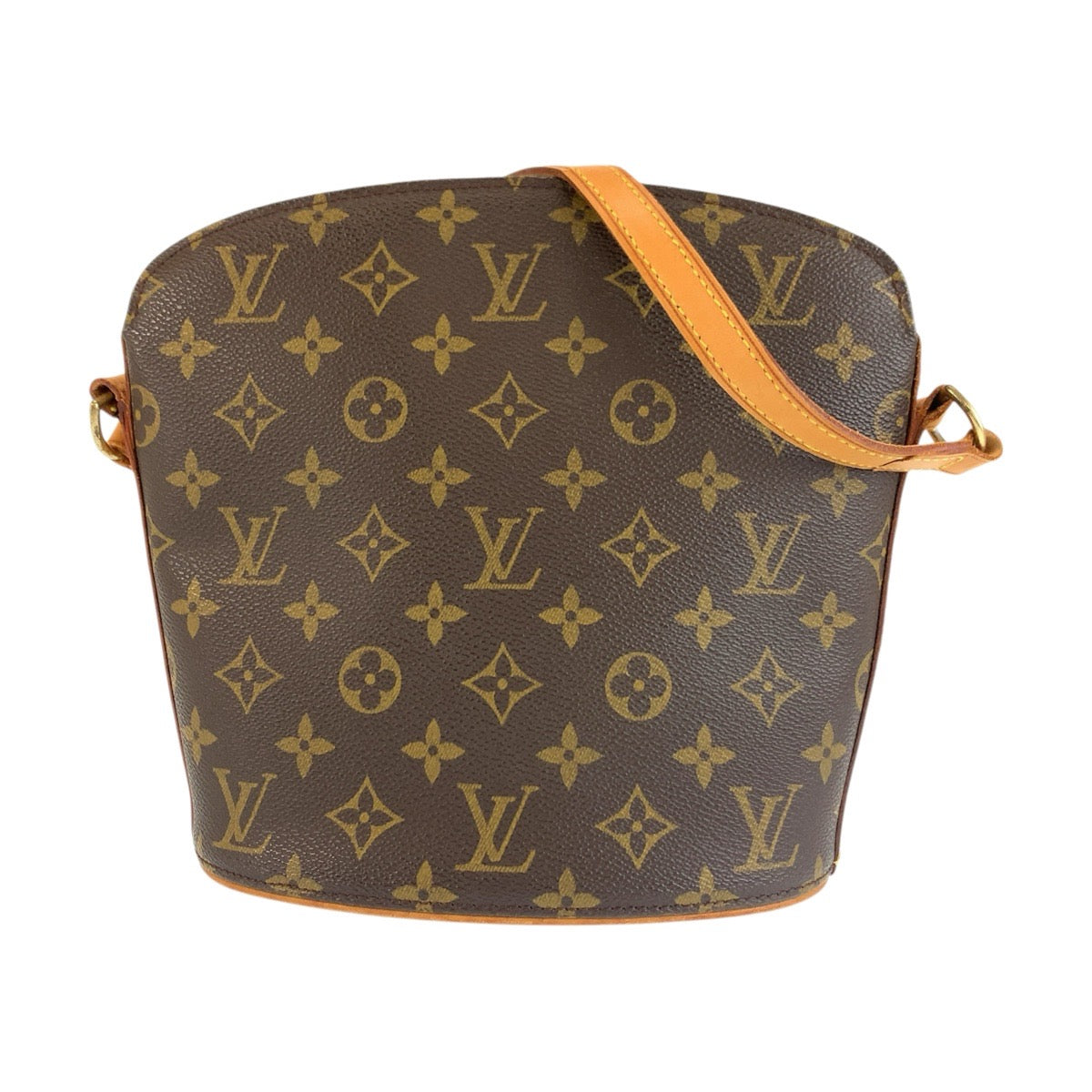 LOUIS VUITTON ルイヴィトン モノグラム ドルーオ ブラウン ゴールド金具 PVC / レザー M51290 ショルダーバッグ ポシェット レディース AB88