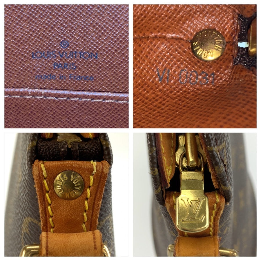 LOUIS VUITTON ルイヴィトン モノグラム ドルーオ ブラウン ゴールド金具 PVC / レザー M51290 ショルダーバッグ ポシェット レディース AB88