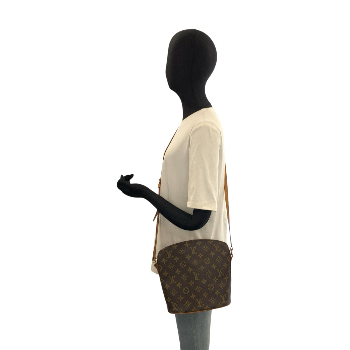 LOUIS VUITTON ルイヴィトン モノグラム ドルーオ ブラウン ゴールド金具 PVC / レザー M51290 ショルダーバッグ ポシェット レディース AB88