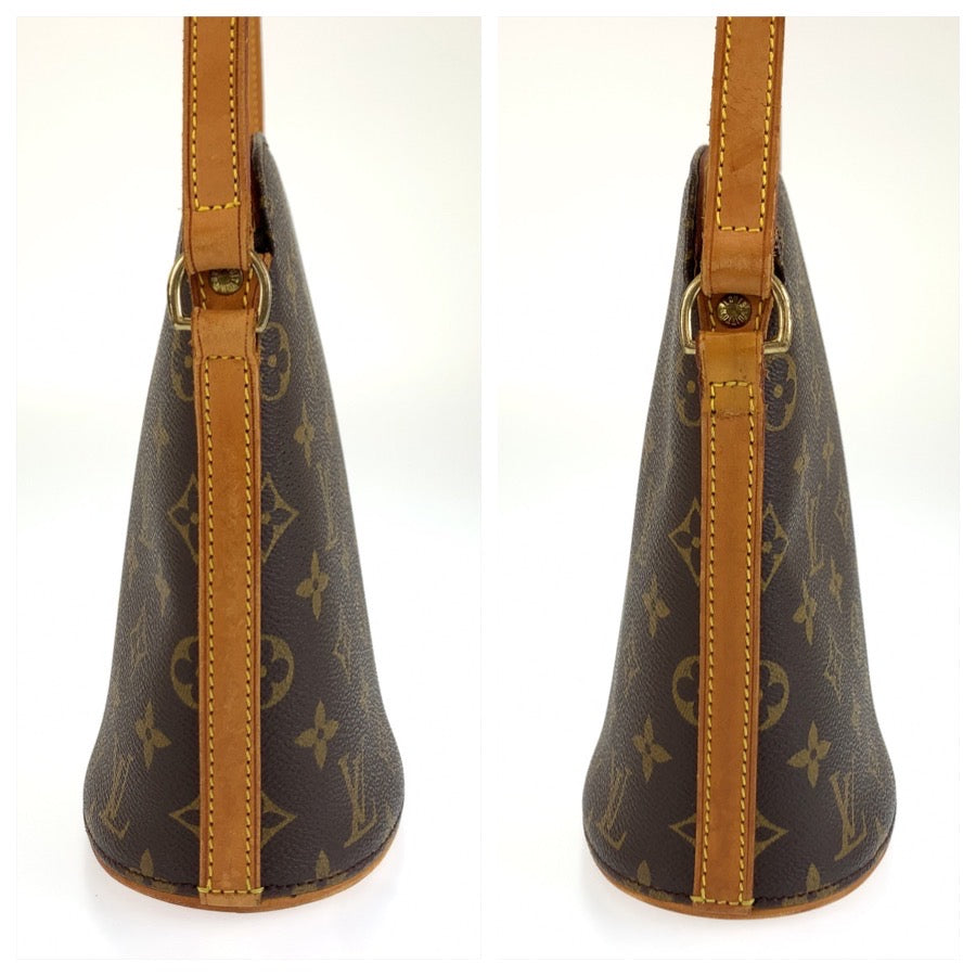 LOUIS VUITTON ルイヴィトン モノグラム ドルーオ ブラウン ゴールド金具 PVC / レザー M51290 ショルダーバッグ ポシェット レディース AB88