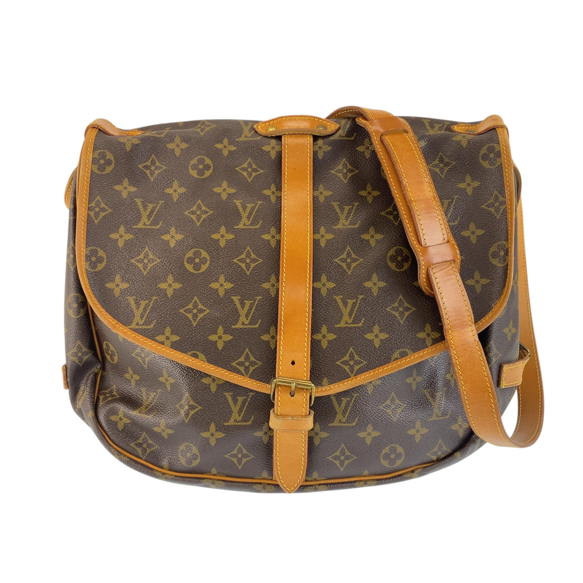 LOUIS VUITTON ルイヴィトン モノグラム ソミュール35 ブラウン PVC / レザー M42254 ショルダーバッグ メッセンジャーバッグ メンズ AB60