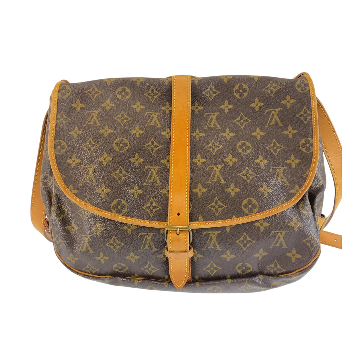 LOUIS VUITTON ルイヴィトン モノグラム ソミュール35 ブラウン PVC / レザー M42254 ショルダーバッグ メッセンジャーバッグ メンズ AB60