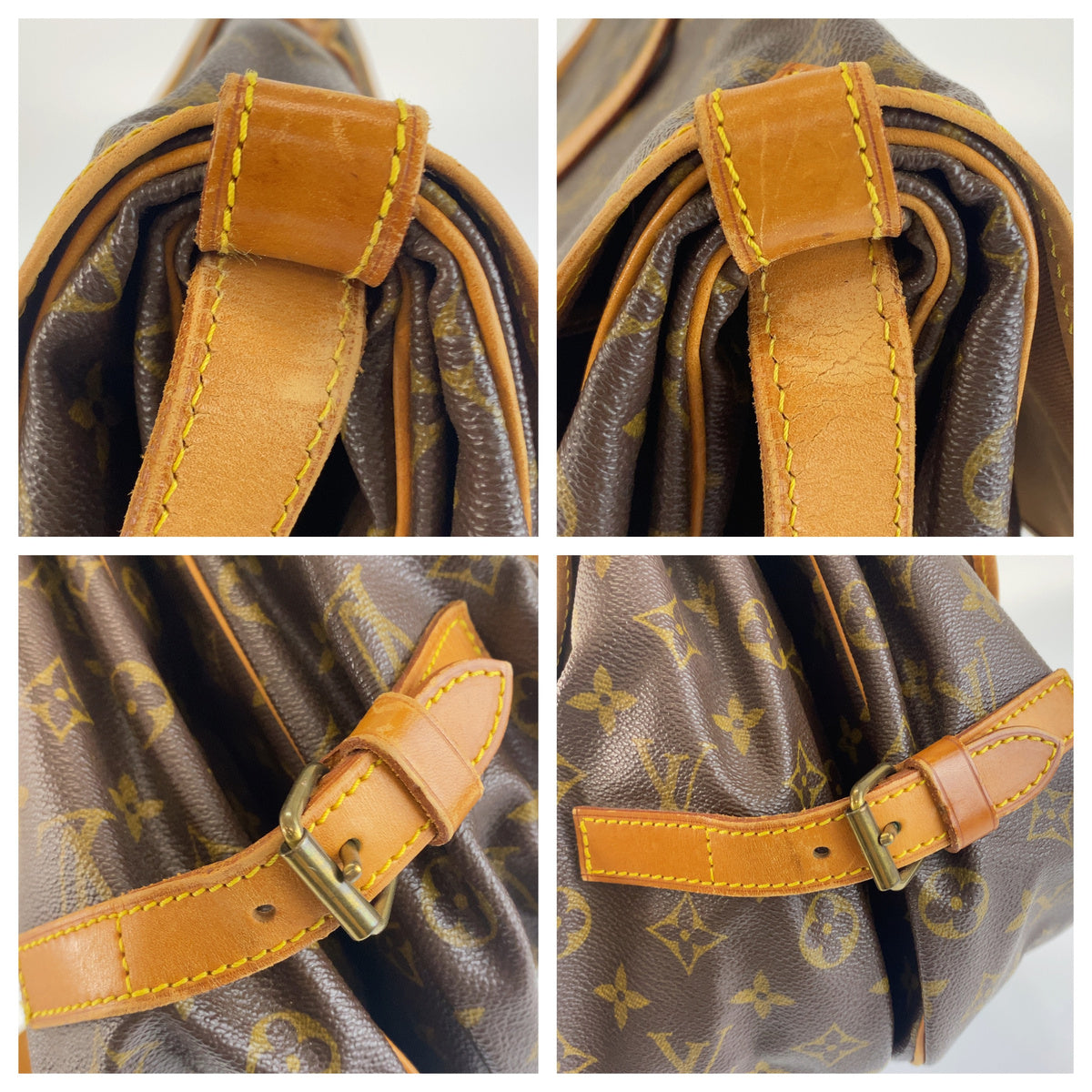 LOUIS VUITTON ルイヴィトン モノグラム ソミュール35 ブラウン PVC / レザー M42254 ショルダーバッグ メッセンジャーバッグ メンズ AB60
