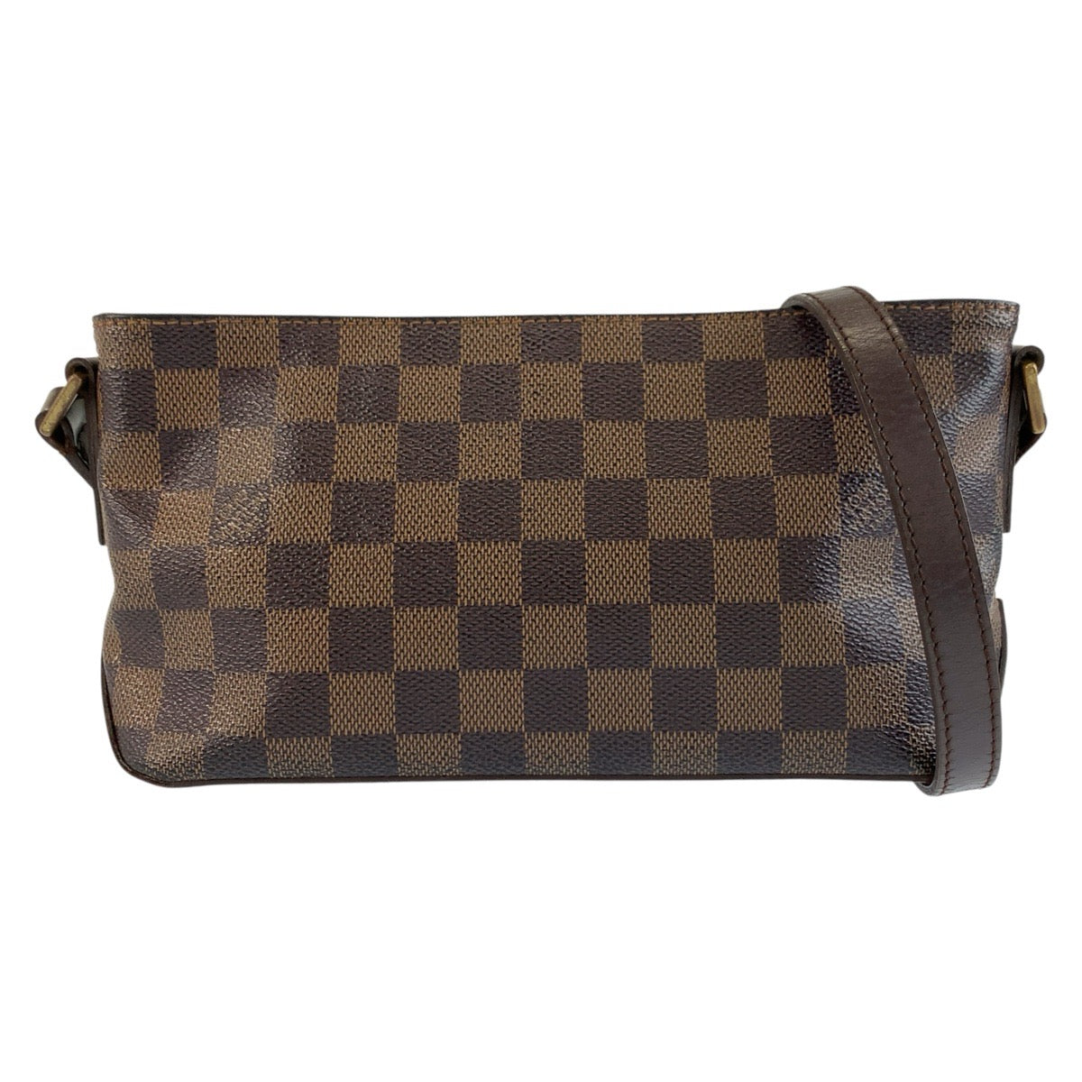 LOUIS VUITTON ルイヴィトン ダミエ トロター ブラウン ゴールド金具 PVC N48049 ショルダーバッグ ポシェット レディース B73