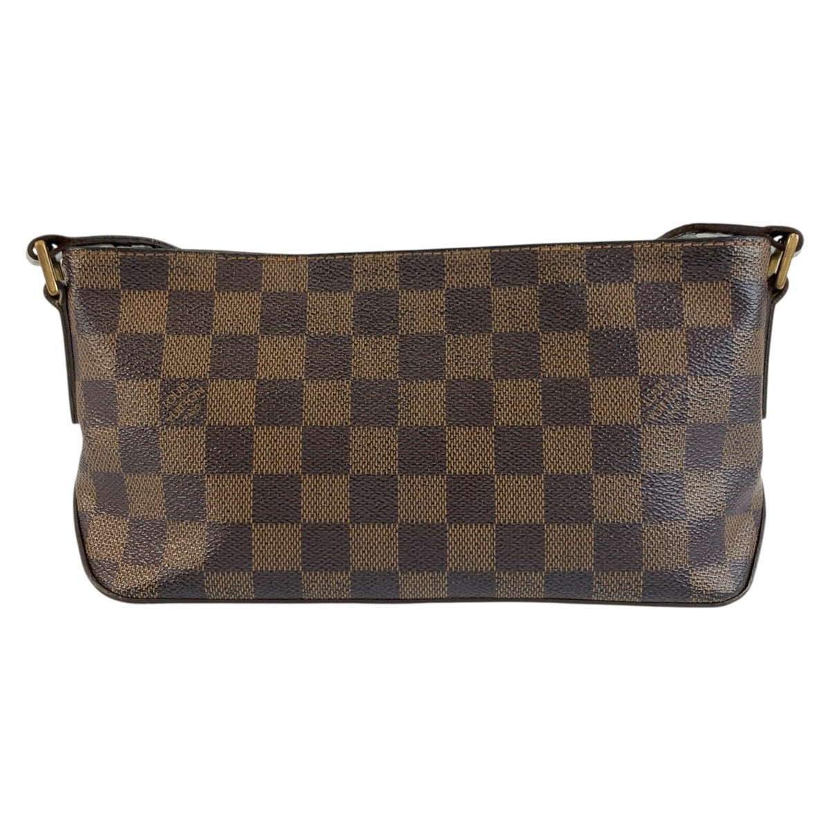 LOUIS VUITTON ルイヴィトン ダミエ トロター ブラウン ゴールド金具 PVC N48049 ショルダーバッグ ポシェット レディース B73