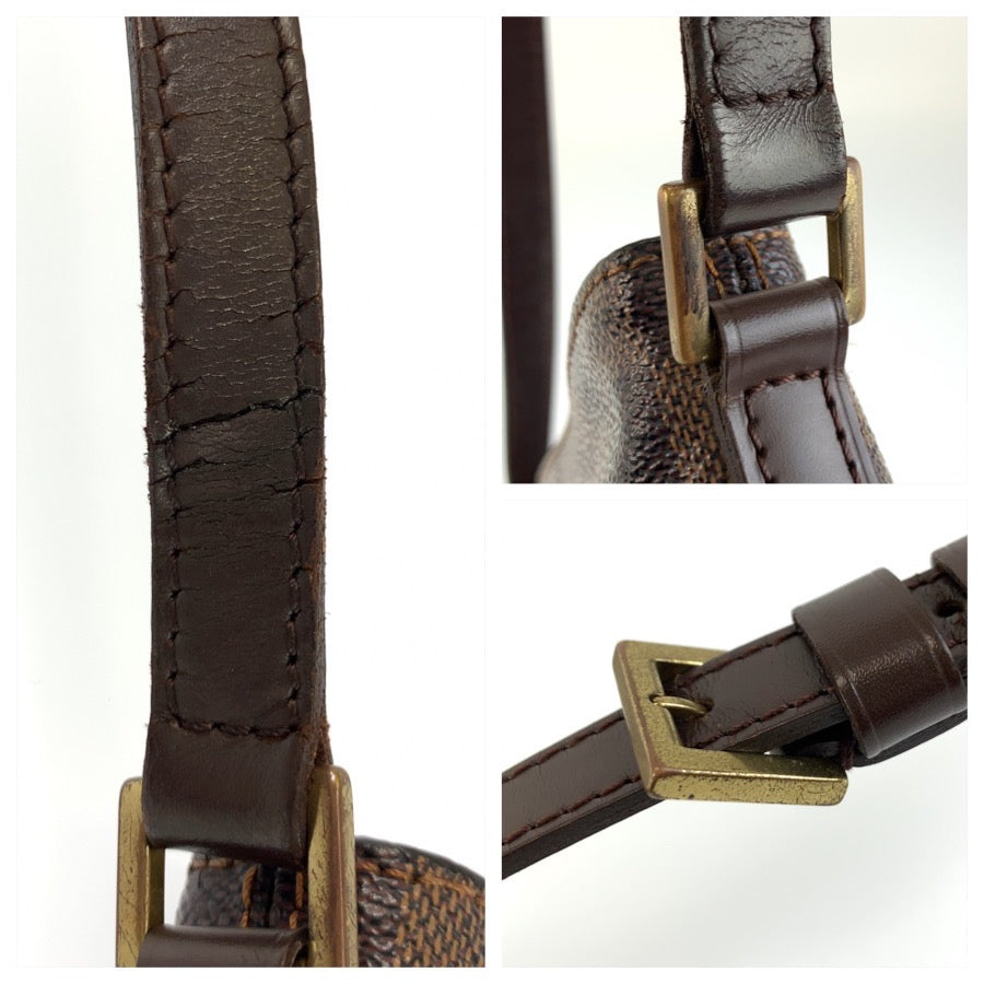 LOUIS VUITTON ルイヴィトン ダミエ トロター ブラウン ゴールド金具 PVC N48049 ショルダーバッグ ポシェット レディース B73