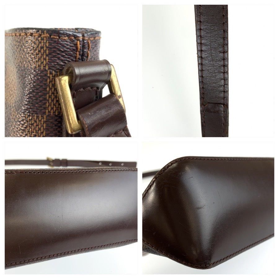 LOUIS VUITTON ルイヴィトン ダミエ トロター ブラウン ゴールド金具 PVC N48049 ショルダーバッグ ポシェット レディース B73